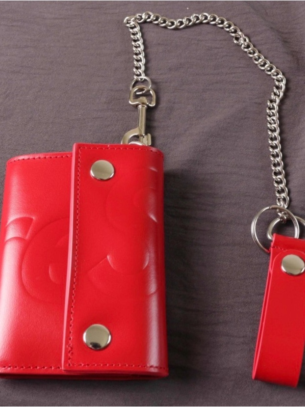 Supreme Red Leather Card & Chain Key Holder